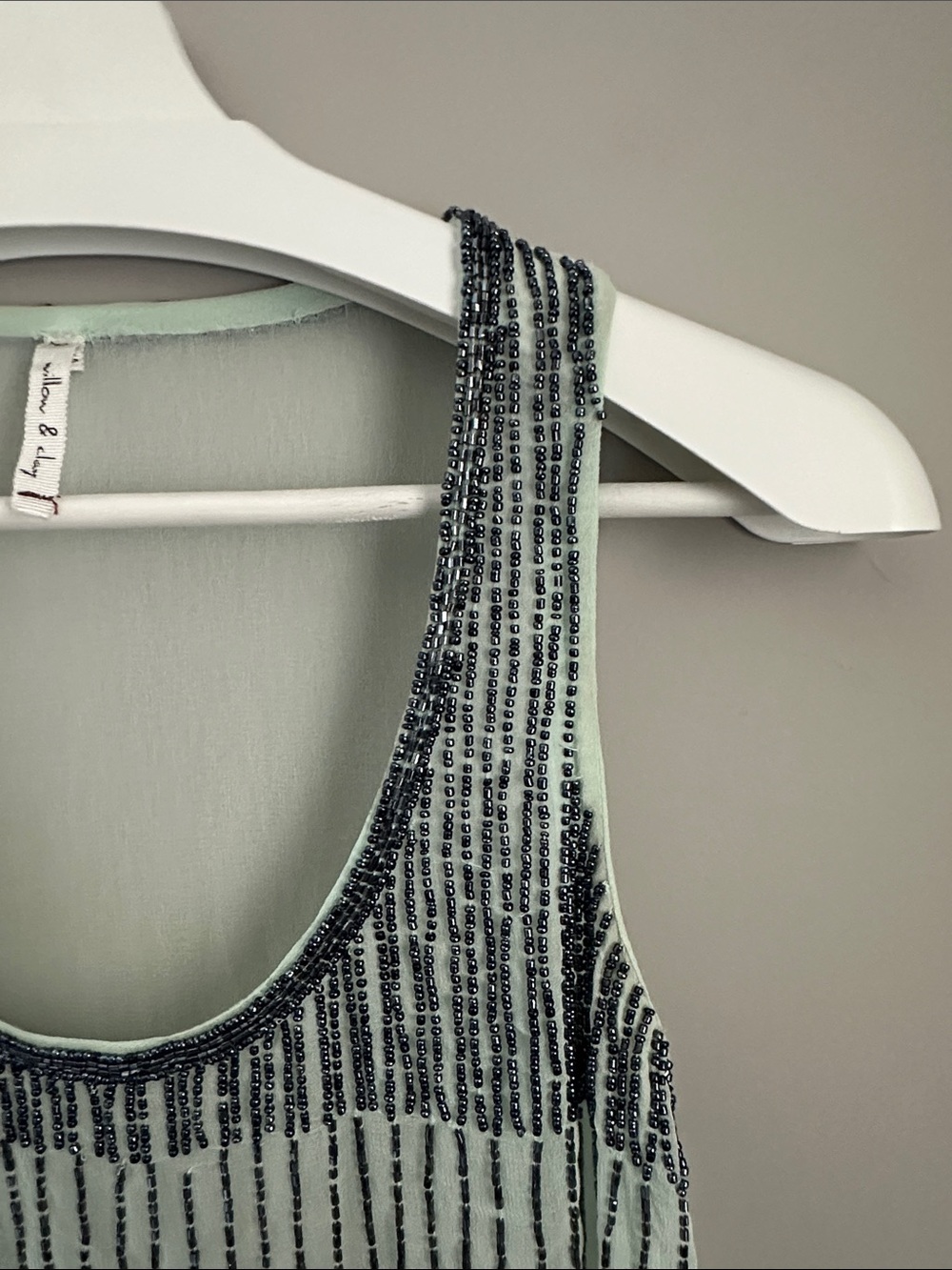 Willow & Clay Mint Green Beaded Tank Top - Picture 3 of 15